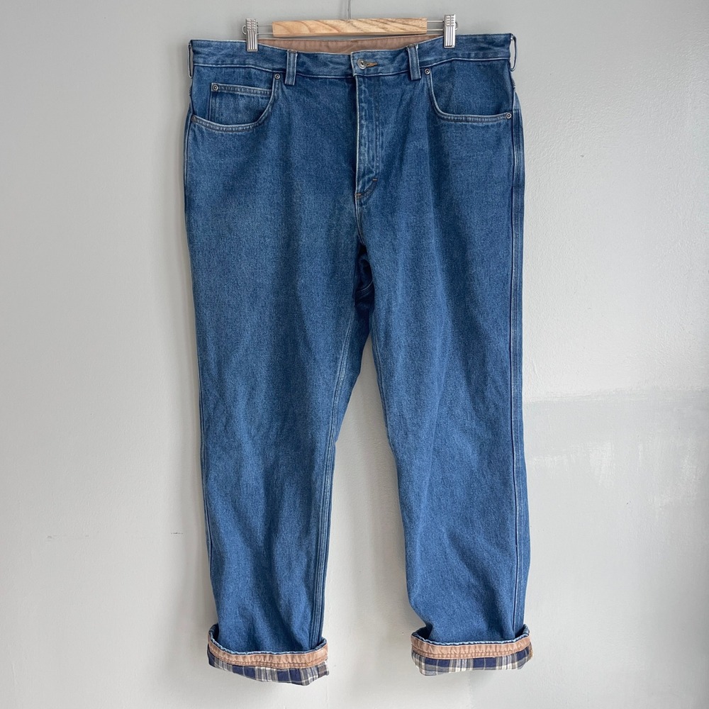 Duluth Trading Mens Ballroom Flannel Lined Relaxed Fit Jeans Blue Denim 40x32